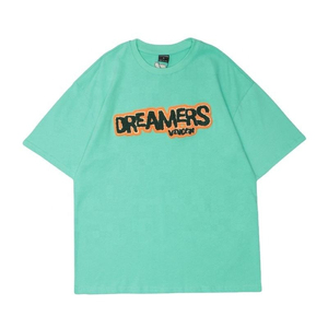 T-shirt en coton noir gaufré Dreamers Flock pour homme, coupe classique, streetwear, manches courtes, col rond, respirant, séchage rapide, logo frontal - Product Image 2