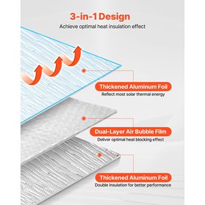 16 Pezzi Barriera Radiante in Alluminio a Doppio Lato 6mm, Doppio Strato con Bolle d'Aria 24 X 4 ft, Foglio Isolante Riflettente Doppio 10mm - Product Image 2