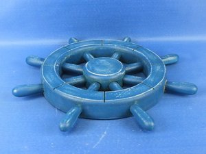 Blue Wooden <b>Ship</b> <b>Wheel</b> Nautical Wall Decor Coastal Marine Steering <b>Wheel</b> Beach House Hanging Decoration - Product Image 6