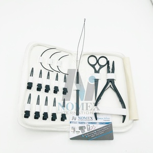 Mini tijera negra mate de acero quirúrgico sostenible, agujas tipo C, abridor de cuentas antideslizante, alicates, herramienta para extensiones de cabello - Product Image 1