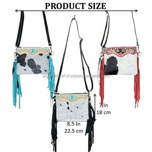 Wholesale Low Price Premium Quality Women Handbag 2026 Wholesale Luxury Fashion Hand Tooled <b>Leather</b> Fringe Zipper Wristlet Purse - Product Image 2