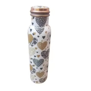 Ensemble de 4 bouteilles de stockage d'eau pour la cuisine, qualité durable, design antique, bouteille en cuivre avec autocollant émaillé imprimé - Product Image 4