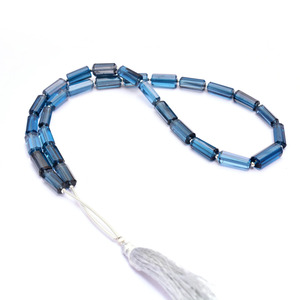 Topacio de Londres AAA+ de 11mm-14mm, cuentas facetadas en forma de briolette, piedras preciosas naturales auténticas, cuentas cilíndricas para joyería. - Product Image 1