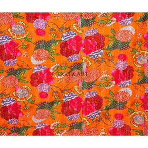 Couverture Kantha en coton biologique 100% double taille, imprimée à la main au Rajasthan, réversible, vintage, écologique, pour toutes les saisons, confortable - Product Image 2