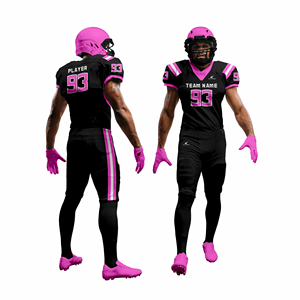 American Football Uniform Set Sublimated Jersey Pants <b>Gloves</b> Bag Men's Fitted 100% Polyester <b>Moisture</b> Wicking UPF Front - Product Image 1