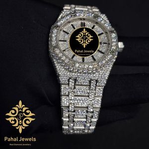 Reloj Mecánico Iced Diamond con Esfera Plateada, Brazalete, Reloj de Pulsera de Lujo para Hombre, Joyería para Fiestas - Product Image 2