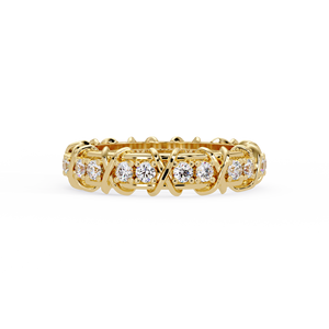 Luxury <b>Cross</b> Stitch Design Eternity Band 14K Solid Gold Round Lab Grown Diamond <b>Rings</b> Bridal's Wedding <b>Rings</b> Engagement <b>Rings</b> - Product Image 4