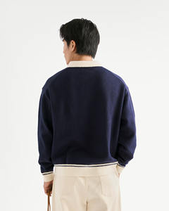 Suéter de Punto a Rayas de Manga Larga Casual de Invierno para Hombre, 100% Acrílico, Transpirable, con Bordado, Cuello Camisero, Antipilling, de Secado Rápido - Product Image 2