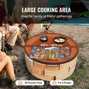 Griglia BBQ Pieghevole Rotonda in Acciaio Resistente X Marks per Falò, con Maniglia di Supporto, Accessori per Braciere X - Product Image 6