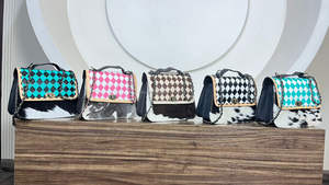 Sac à bandoulière en cuir de vache véritable élégant et durable de conception nouvelle, motif à carreaux, sac à main avec bandoulière chaîne - Product Image 4