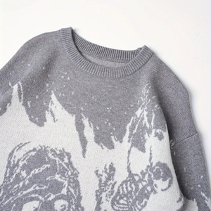 Pull tricoté vintage personnalisé pour homme 2025 – Coton respirant, motifs crânes/personnalisés, épaules tombantes – Collection Printemps OEM - Product Image 3