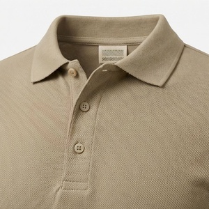 <b>Men's</b> <b>Khaki</b> Short Sleeve 100% Cotton Pique Polo <b>Shirt</b> Casual Breathable Regular Fit Solid Knitted Design - Product Image 4