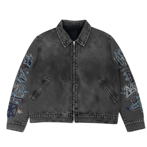 <b>mens</b> distressed <b>denim</b> <b>jacket</b> wholesale | raw <b>denim</b> | <b>mens</b> <b>denim</b> <b>jacket</b> printed design | US Factory Supply - Product Image 1