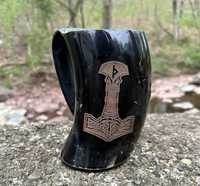 Mug en corne de Viking 16 oz, écologique, fait main, motif uni, réutilisable, anti-fuite, design unique, poli