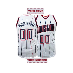 Camiseta de Baloncesto Personalizada de Houston, Roja, Sin Mangas, Sublimada, Unisex, de Secado Rápido, de Poliéster, para Equipos Adultos - Product Image 3