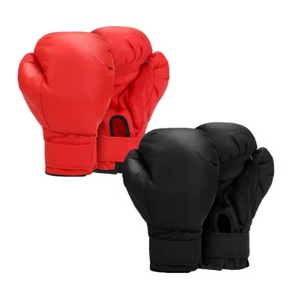 Gants de boxe en cuir noir à doigts entiers avec lacets pour la poignée de la main, pour l'entraînement et le combat des adultes - Product Image 1