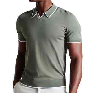 Chemises pour hommes de haute qualité avec logo personnalisé, col rabattu, manches courtes, poche, anti-plis, décontractées, motif en tissu éponge - Product Image 6