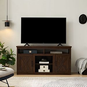 Mobile TV Moderno Stile Fattoria con Ante Scorrevoli, Consolle Intrattenimento con Spazio Aperto e Chiuso per TV fino a 65 Pollici - Product Image 3