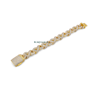 Bracelet à maillons en or 18 carats S925 avec moissanite, taille brillant rond, micro-pavé, bijoux de luxe unisexe - Product Image 3