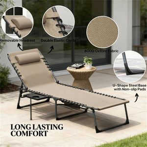 Sedia a Sdraio Pieghevole da Esterno per Cortili - Comodo Lettino Prendisole - Product Image 3