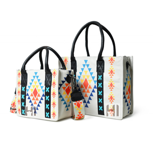 Sac fourre-tout en toile de coton personnalisé fait à la main Sangle en cuir véritable Conception aztèque écologique Nylon personnalisé pratique transporter - Product Image 6