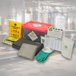 SABER Universal Spill Response Kit with Absorbent Pads Gloves Mask and Hazardous Waste <b>Bag</b> for Chemical Oil Liquid Cleanup - Product Image 1