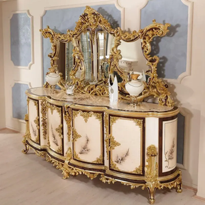 Elegante Juego de Comedor de Estilo Clásico Europeo con Mesa Ovalada de Caoba, Acabado Dorado Tallado, Muebles de Lujo para Comedor - Product Image 3