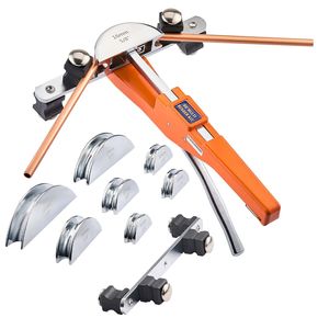 Kit Piegatubi Compatto 1/4 7/8 Pollici con Manico in Acciaio, Attrezzo Piegatubi a Cricchetto per Fai-da-Te con 7 Matrici in Lega di Alluminio - Product Image 1