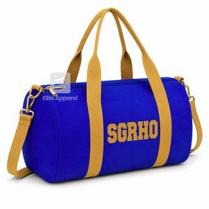 Bolsa de lona personalizada de la hermandad Sigma Gamma Rho, azul y dorada, con logotipo bordado, para uso diario, de gran capacidad, de nailon y poliéster. - Product Image 2