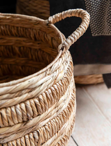 Panier de rangement en jonc de mer naturel avec poignée, panier en jacinthe d'eau de haute qualité, panier à linge pour la maison - Product Image 5