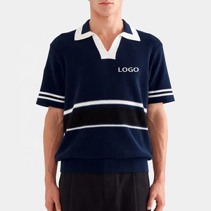 Polo de Punto para Hombre, Diseño Casual de Manga Corta con Rayas en Contraste, Polo de Alta Calidad Personalizado 100% Algodón - Product Image 1