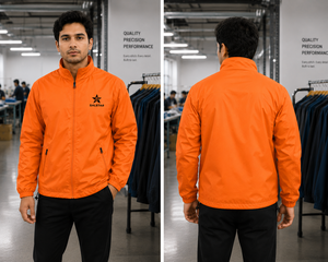 Veste de sport pour homme de haute qualité personnalisée, coupe-vent à fermeture éclair intégrale, veste d'entraînement orange, veste en polyester pour équipe sportive - Product Image 3