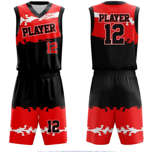 Ensemble de basket-ball personnalisé rouge et noir, uniforme en polyester à séchage rapide pour adultes, toutes saisons, service OEM - Product Image 6