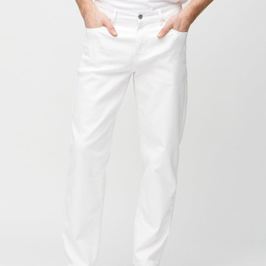 Jean en denim coupe droite pour homme, été, tissu respirant et durable, blanc, élégant, décontracté, confortable - Product Image 1