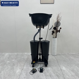 Wallybeauty Bac à <span class=keywords><strong>shampoing</strong></span> rechargeable portable pour lavage de cheveux, lavabo mobile pour soins capillaires avec 2 réservoirs d'eau - Product Image 1