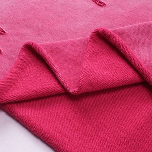Sweat-shirt à capuche oversize unisexe rose en molleton bouclette à manches régulières, motif tie-dye vieilli, couleur unie, tricoté, pour l'automne - Product Image 6