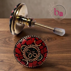 Ba Traditional Brass Cabinet Knob <b>Red</b> Mosaic Design Industrial Home Office <b>Kitchen</b> Furniture Handle Durable Eco-Friendly - Product Image 3
