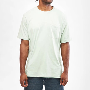 T-shirt uni de qualité supérieure pour homme, style poche, en coton doux et respirant, manches courtes, décontracté, mode estivale, prix d'usine en gros - Product Image 1