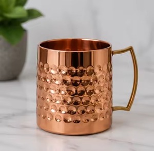 Modern Style Copper <b>Mug</b> With Gold Handle <b>Double</b> <b>Wall</b> Design For Home Use - Product Image 5