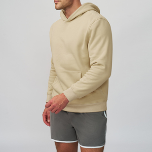 Custom Heavyweight Fleece <b>Men's</b> Hoodie <b>Plain</b> <b>Black</b> Cotton Blend Pullover <b>Sweatshirt</b> With Kangaroo Pocket - Product Image 2
