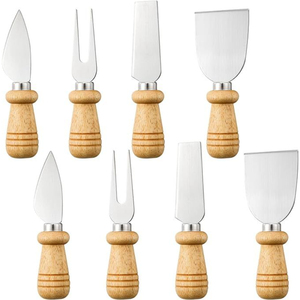 Ensemble de 4 couteaux à fromage de luxe en acier inoxydable avec manche en plumes dorées, ustensiles à fromage en laiton faits à la main pour le service en cuisine - Product Image 3