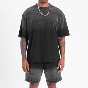 OEM Custom Logo T-Shirt Shorts <b>Set</b> Street Fashion Wholesale Men's Cotton Two Piece Outfit Manufacturer - Product Image 1
