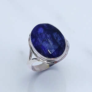 Anillos de plata de ley 925 con zafiro azul, anillos hechos a mano, precio al por mayor, anillos y joyería de plata - Product Image 2