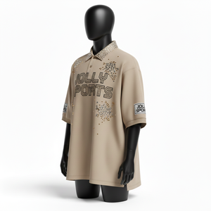 Premium 220 GSM Interlock Cotton Blend Polo <b>Shirt</b> Sand Beige Custom Print Heat Transfer Logo <b>Sequin</b> Work moisture wicking - Product Image 4