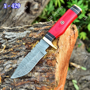 Couteau utilitaire Skinner en acier Damas artisanal 2026 avec manche en bois Pakka laminé, idéal pour le quotidien, le camping, la chasse, la tactique et le bricolage, garantie 3 ans - Product Image 6