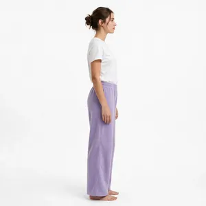 <b>Women</b> Lavender Wide Leg Sweatpants High Waist Relaxed Fit Drawstring <b>Lounge</b> <b>Trousers</b> Soft Casual Pant Custom Color Size and Logo - Product Image 3