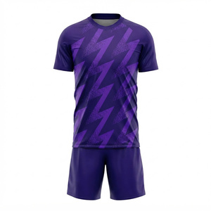Conjunto de Camiseta de Fútbol para Hombre, Estampado Geométrico Morado, Sublimado, Secado Rápido, Transpirable, Manga Corta, Uniforme Deportivo, Ajuste Atlético, para Todas las Temporadas - Product Image 2