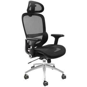 Sedia da Ufficio Ergonomica con Schienale Alto, Regolabile in Altezza e Angolazione, Seduta in Rete, Supporto Lombare in Poliestere e PU - Product Image 1