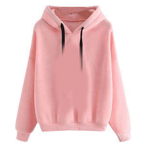 Sudadera con Capucha Rosa para Mujer, Manga Larga, Color Sólido, Tejido de Algodón, Ropa de Otoño - Product Image 1