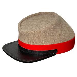 Reproductions de casquettes Kepi de la guerre civile américaine, en tissu de laine, avec une visière rigide en cuir et des bandes distinctives. - Product Image 6
